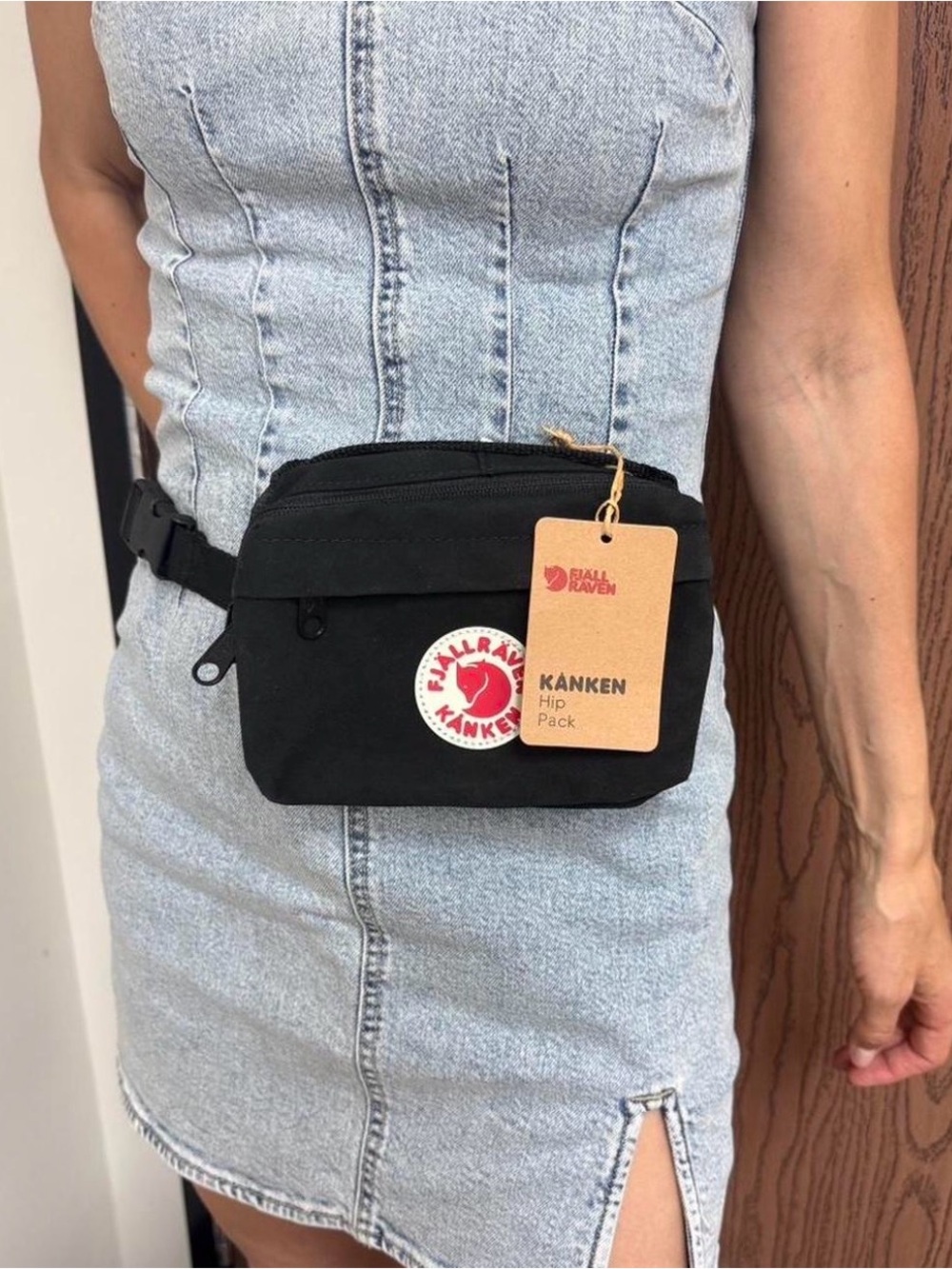 Fjallraven Kånken Hip Pack — Black with Red Logo